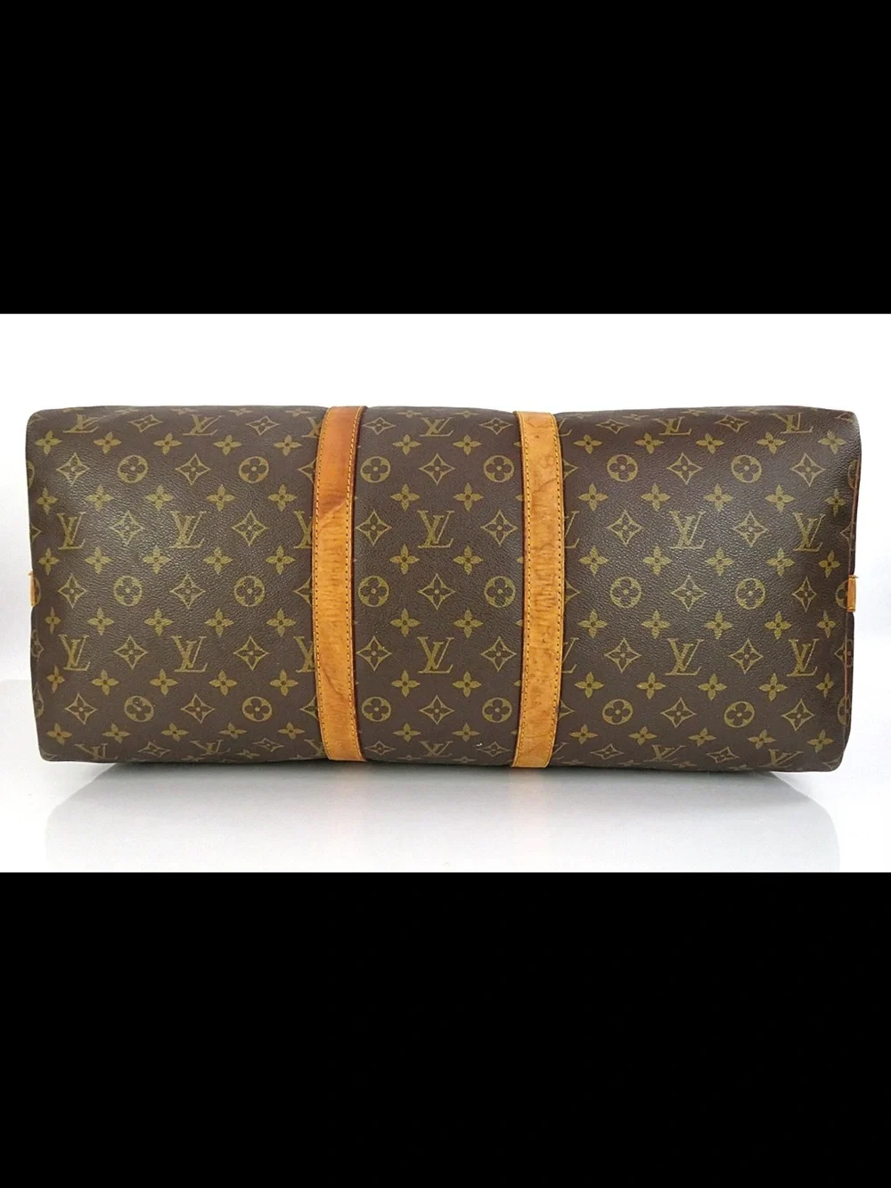 Louis Vuitton Brown Monogram Canvas Duffel with Tan Leather Trim